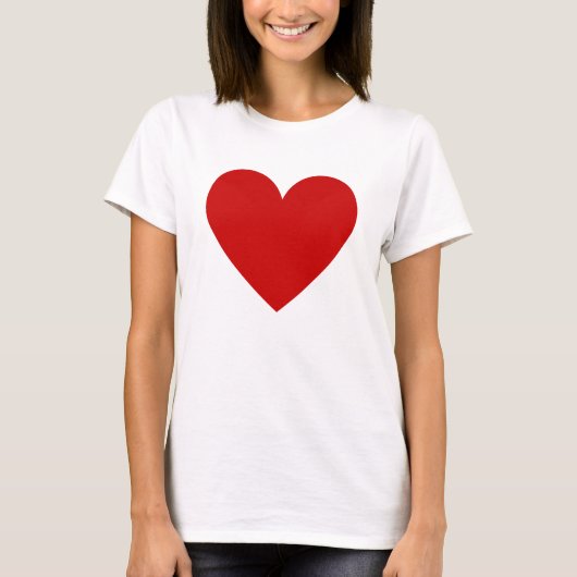 ハートシンプルレッド白モダンラブウォメンズTシャツ Tシャツ (正面)