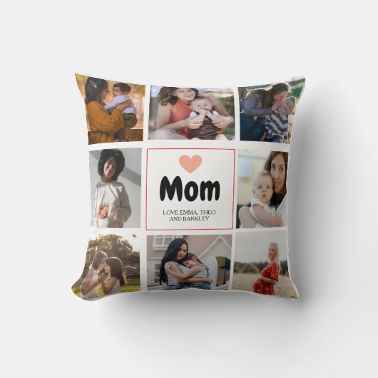 ハートシンプル付きシック&フォトコラージュマグ クッション (正面)