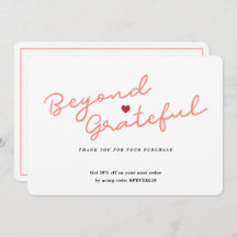 ハートシンプル付きスクリプト – ビジネスサンキューカード