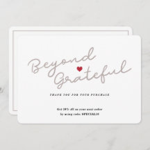 ハートシンプル付きスクリプト – ビジネスサンキューカード