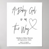 ハートシンプル付き赤ちゃん女の子の赤ちゃんシャワーサイン ポスター (正面)