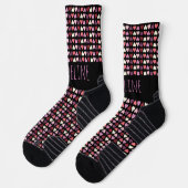 ハートシンプル手描きバレンタインデーのパターン ソックス (左)