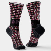 ハートシンプル手描きバレンタインデーのパターン ソックス (傾斜あり)