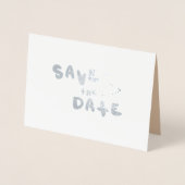 ハートシンプル手描きレタリング日付の保存 箔カード (正面)