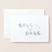 ハートシンプル手描きレタリング日付の保存 箔カード (封筒付き正面)