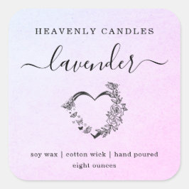 ハートシンプル自家製キャンドルシールのラベル スクエアシール