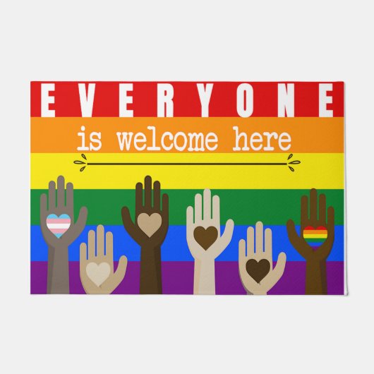 ハートシンボルや象徴デコードアマットラブリーウェルカム  ドアマット (正面)