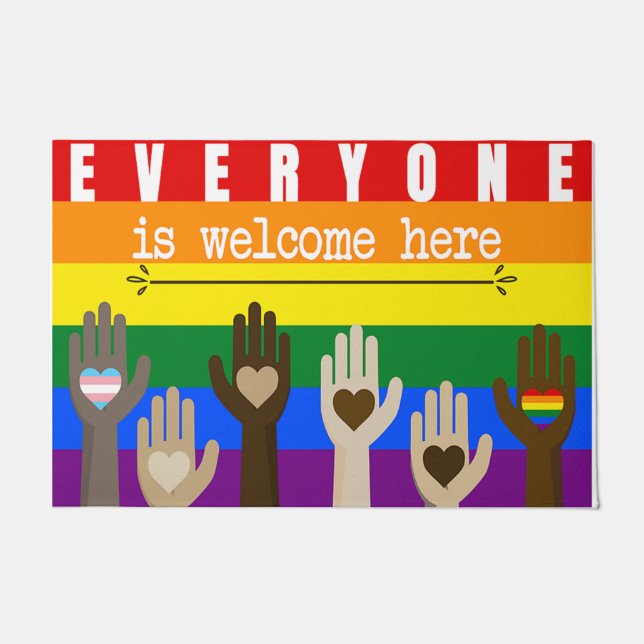 ハートシンボルや象徴デコードアマットラブリーウェルカム  ドアマット (正面)