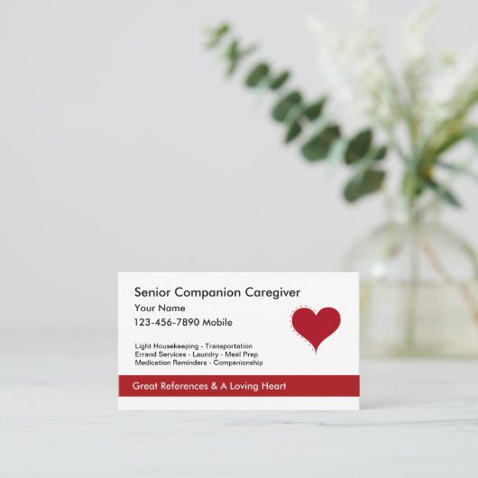 ハートシンボル介護者の名刺 名刺 (スタンド正面)