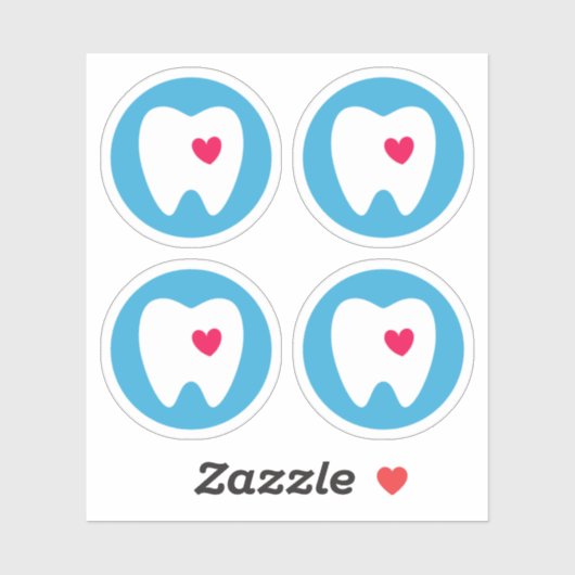 ハートシール付き歯、4つのシールのセット シール (シート)