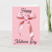 ハートジェムピンクコケットボウハッピーマザーズデイ カード (正面)