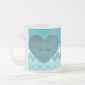 ハートジグザグティール(緑がかった色) フロストグラスマグカップ (左)