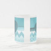 ハートジグザグティール(緑がかった色) フロストグラスマグカップ (中央)