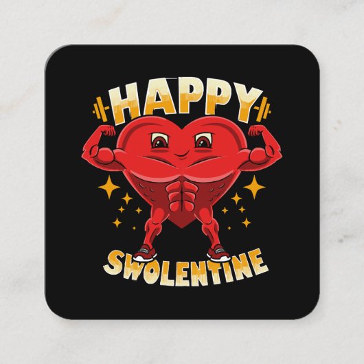 ハートジムおもしろいトレーニングバレンタインギフト スクエア名刺 (正面)