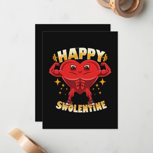 ハートジムおもしろいトレーニングバレンタインギフト ノートカード (正面/裏面インサイチュ)