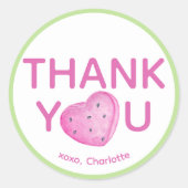 ハートスイカありがとうステッカー – 夏 ラウンドシール (正面)