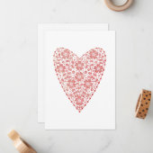 ハートスカンジナビアレッドホワイトウィンターホリデー ノートカード (正面/裏面インサイチュ)