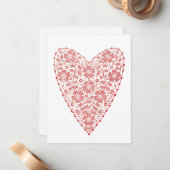 ハートスカンジナビア赤白バレンタイン ノートカード (正面/裏面インサイチュ)