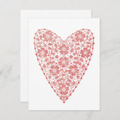ハートスカンジナビア赤白バレンタイン ノートカード (正面/裏面)
