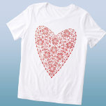 ハートスカンジナビア赤白 トライブレンドＴシャツ<br><div class="desc">北欧フォークスタイルモダンフローラハートの赤と白デザイン。オリジナルアートby Nic Squirrell.</div>