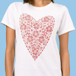 ハートスカンジナビア赤白 Tシャツ<br><div class="desc">北欧フォークスタイルモダンフローラハートの赤と白デザイン。オリジナルアートby Nic Squirrell.</div>