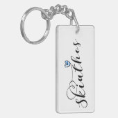 ハートスキアトスデザインとギリシャ国旗 キーホルダー (正面左)