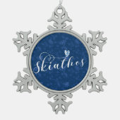 ハートスキアトス(ギリシャ国旗) スノーフレークピューターオーナメント (正面)