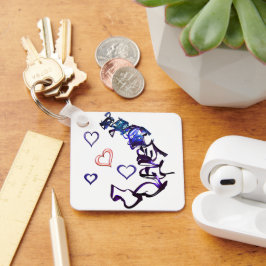 ハートスクエアキーリングのチェーン解除 キーホルダー