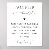 ハートスクリプトおしゃぶり狩りベビーシャワーゲームサイン ポスター (正面)