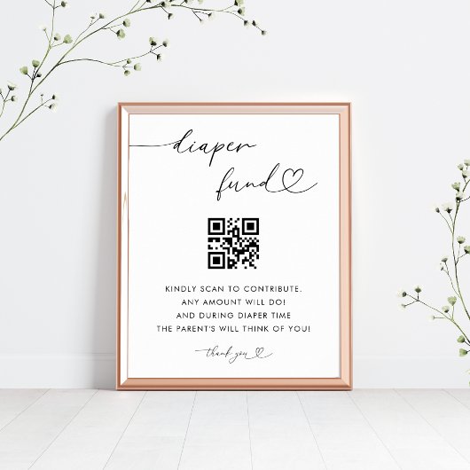 ハートスクリプトおむつファンド赤ちゃんシャワーサイン ポスター