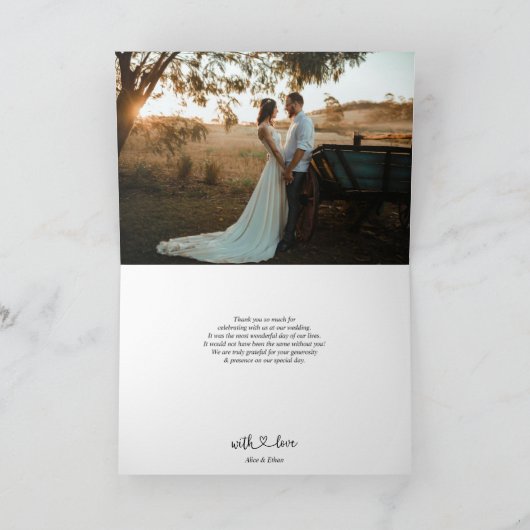 ハートスクリプトのミニマル結婚リスト サンキューカード (内部)