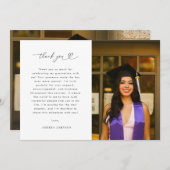 ハートスクリプトのミニマル2写真卒業パーティー サンキューカード (正面/裏面)