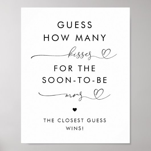 ハートスクリプトキス数ブライダルシャワー記号 ポスター (正面)