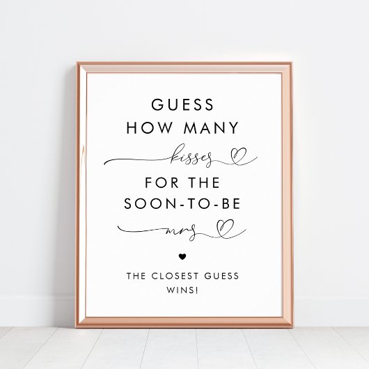 ハートスクリプトキス数ブライダルシャワー記号 ポスター