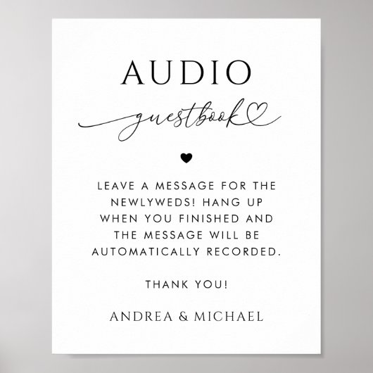 ハートスクリプトタイポグラフィオーディオゲストブ結婚ック ポスター (正面)