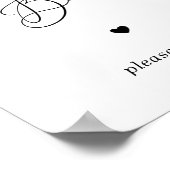 ハートスクリプトドーナツバー結婚白黒の記号 ポスター (角)