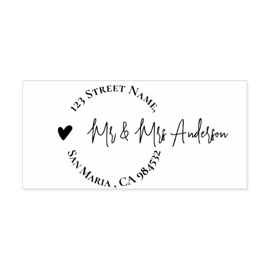 ハートスクリプトファミリ結婚名の差出人住所 セルフインキングスタンプ (デザイン)