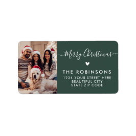 ハートスクリプトフォトグリーンクリスマス差出人住所 ラベル