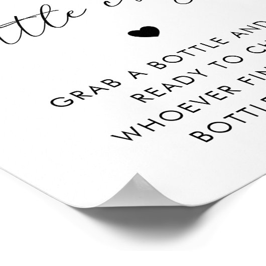 ハートスクリプトベビーシャワーボトルチャグゲームサイン ポスター (角)