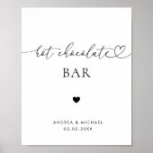 ハートスクリプトホットチョコレートバー冬の結婚式のサイン ポスター (正面)