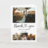 ハートスクリプトミニマル結婚リストフォトの感謝Ca サンキューカード (正面)