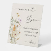 ハートスクリプトワイルドフラワーズブライダルシャワーミモザバー 台座サイン (正面)