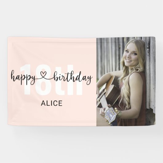 ハートスクリプト写真ハッピーバースデーバナー 横断幕 (横)