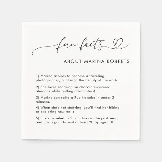 ハートスクリプト写真大学院卒業おもしろい事実 スタンダードカクテルナプキン (正面)