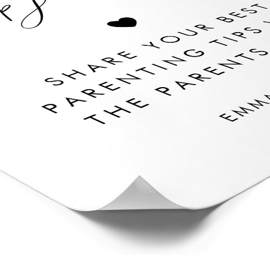 ハートスクリプト子育てヒントJAR赤ちゃんシャワー記号 ポスター (角)