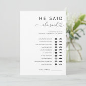 ハートスクリプト彼は彼女はブライダルシャワーゲームを言った 招待状 (スタンド正面)