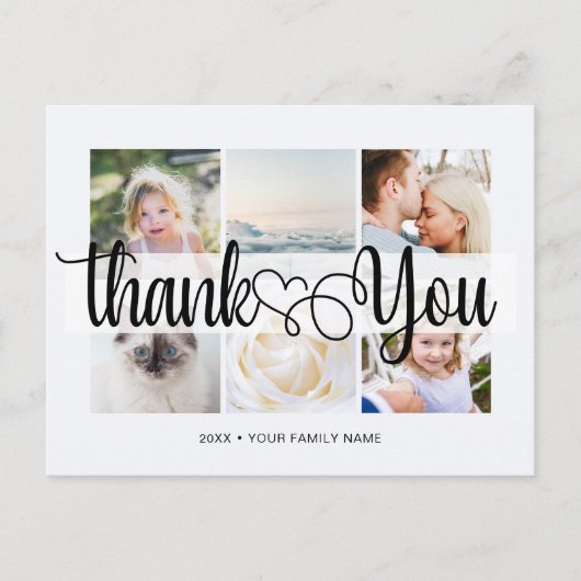 ハートスクリプト感謝 6枚の写真 ユニバーサル ポストカード (正面)