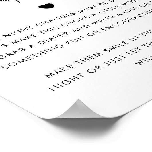 ハートスクリプト深夜おむつ赤ちゃんシャワー記号 ポスター (角)