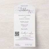 ハートスクリプト白黒QRコード結婚s オールインワン招待状 (内側)