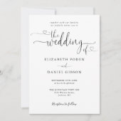 ハートスクリプト白黒QRコード結婚s 招待状 (正面)